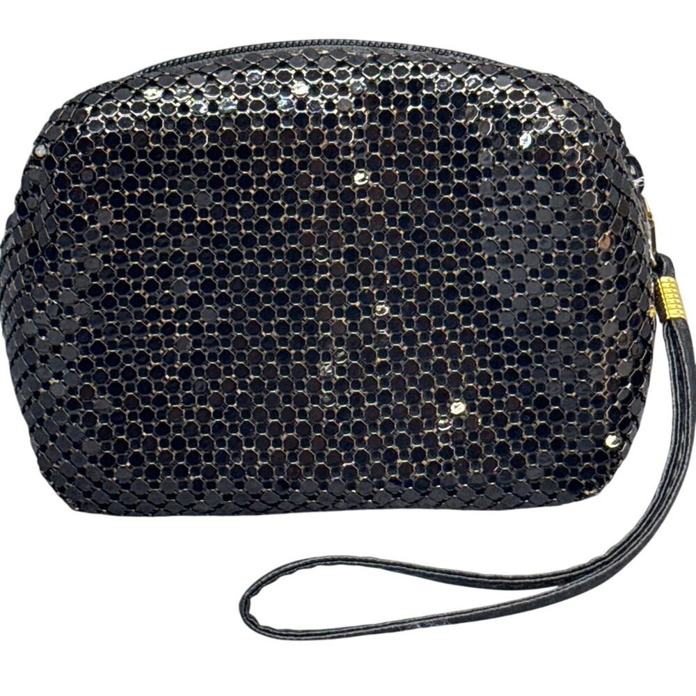 Comeco Vintage Black Metal Mesh Evening Wristlet Clutch Wallet Purse